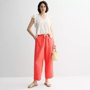 Women's Sonoma Goods For Life Double Weave Wide Leg Pants Coral Sz XX Large